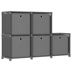 Unidade prateleira 5 cubos c/ caixas 103x30x72,5cm tecido cinza