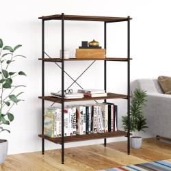 Unidade com 4 prateleiras 80x40x130 cm preto/natural