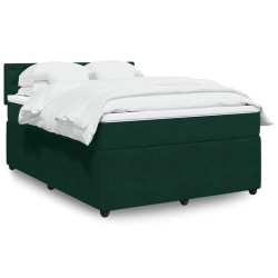 Cama com molas/colchão 140x190 cm veludo verde-escuro