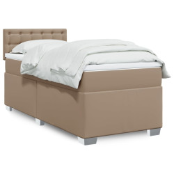 Cama com molas/colchão 100x200 cm couro artificial cappuccino