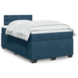 Cama boxspring com colchão 120x190 cm veludo azul-escuro