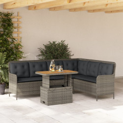 2 Pcs conjunto sofás de jardim c/ almofadões vime PE cinzento