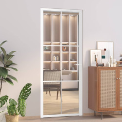 Porta de interior 83x201,5 cm vidro esg e alumínio branco
