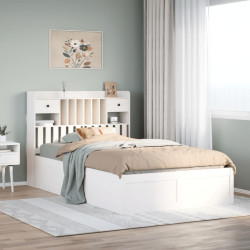 Cama sem colchão 135x190 cm madeira de pinho maciça branco