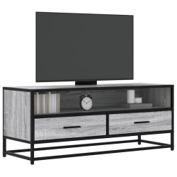 Móvel p/ TV 100x34,5x40 cm deriv. madeira/metal cinzento sonoma