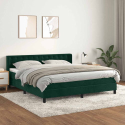 Cama com molas/colchão 180x200 cm veludo verde-escuro