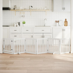 Portão p/ cães com porta dobrável 6 painéis 300 cm álamo branco