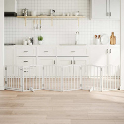 Portão p/ cães com porta dobrável 6 painéis 300 cm álamo branco