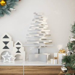 Árvore natal decorativa 60 cm madeira de pinho maciça branco