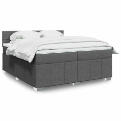 Cama com molas/colchão 200x200 cm tecido cinzento-escuro