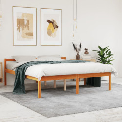 Cama para idosos 150x200 cm madeira pinho maciça castanho cera