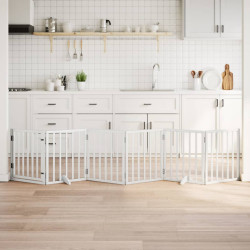 Portão p/ cães com porta dobrável 6 painéis 300 cm álamo branco