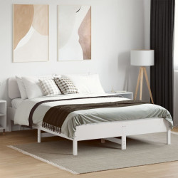 Cama sem colchão 140x200 cm madeira de pinho maciça branco