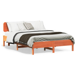 Cama sem colchão 120x190 cm madeira pinho maciça castanho-mel