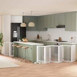 Portão p/ cães com porta dobrável 12 painéis 600cm álamo branco