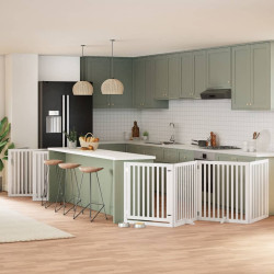 Portão p/ cães com porta dobrável 10 painéis 800cm álamo branco
