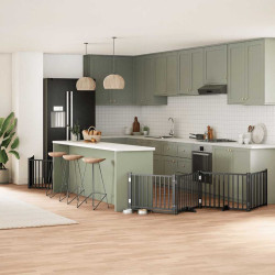 Portão p/ cães com porta dobrável 12 painéis 960 cm álamo preto