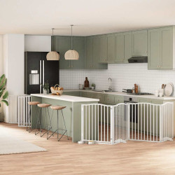 Portão p/ cães com porta dobrável 12 painéis 960cm álamo branco