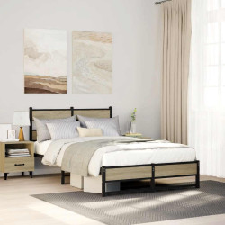 Estrutura de cama sem colchão 120x200 cm metal carvalho sonoma