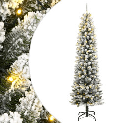 Árvore natal artificial c/ 300 luzes LED e flocos de neve 240cm