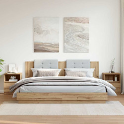 Mesa cabeceira 2pcs 40x40x50cm deriv.madeira carvalho artisiano
