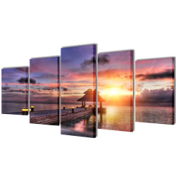 Políptico praia com pavilhão 200 x 100 cm
