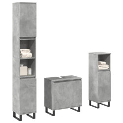 3 Pcs conj. móveis casa banho derivados madeira cinza cimento
