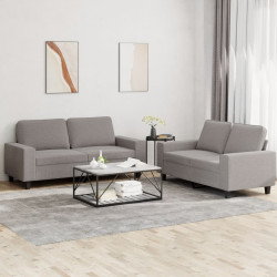 2 Pcs conjunto de sofás tecido cinzento-acastanhado