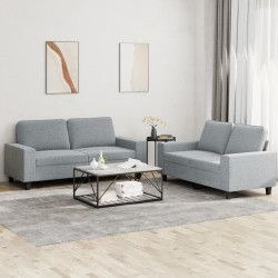 2 Pcs conjunto de sofás tecido cinzento-claro