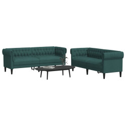 2 Pcs conjunto de sofás tecido verde-escuro