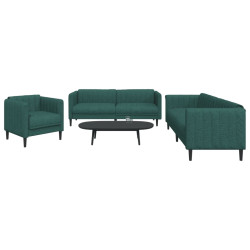 3 Pcs conjunto de sofás tecido verde-escuro