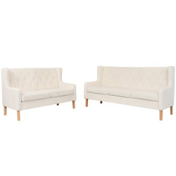 Conjunto de sofás 2 pcs tecido branco nata