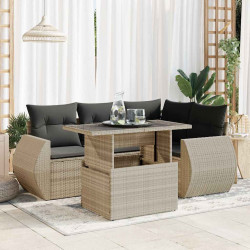 6 Pcs conj. sofás jardim com almofadões vime PE cinzento-claro