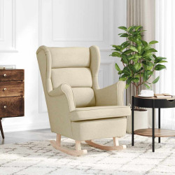 Cadeira de baloiço 74x90x102 cm tecido cor creme