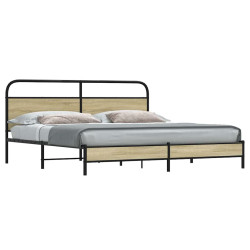 Estrutura de cama sem colchão 180x200cm metal carvalho sonoma