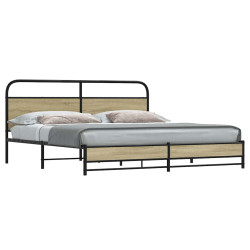 Estrutura de cama sem colchão 200x200cm metal carvalho sonoma
