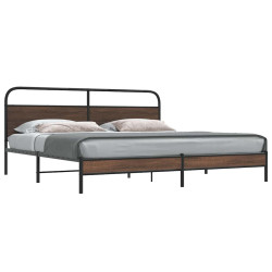 Estrutura cama sem colchão 180x200 cm metal carvalho castanho