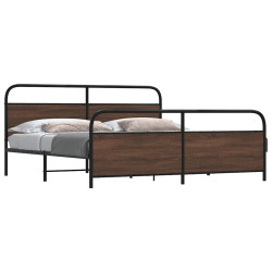 Estrutura cama sem colchão 180x200 cm metal carvalho castanho