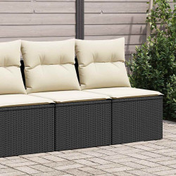 2 Pcs conjunto sofás jardim c/ almofadões vime PE/acácia preto