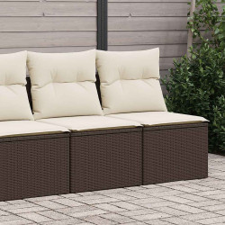 2 Pcs conj. sofás jardim c/ almofadões vime PE/acácia castanho