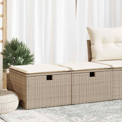 2 Pcs conj. sofás p/ jardim c/ almofadões vime PE/acácia bege