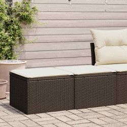2 Pcs conj. sofás jardim c/ almofadões vime PE/acácia castanho