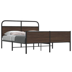 Estrutura cama sem colchão 150x200cm metal carvalho castanho