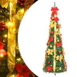 Árvore de natal artificial pop-up c/ 50 luzes LED 120 cm verde