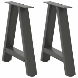 Pés para mesa de centro em formato a, 2 peças, antracite, 38x(42-43) cm, aço
