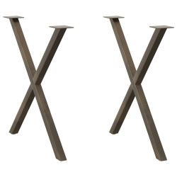 Pés para mesa de jantar em formato de x, 2 peças, aço natural, 80x(72-73) cm, aço