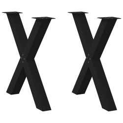 Pés de mesa de jantar em formato de x, 2 peças, preto, 80x (72-73) cm, aço