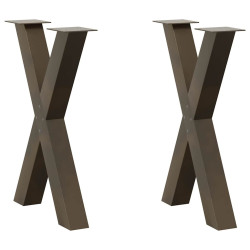 Pés para mesa de jantar em formato de x, 2 peças, aço natural, 60x(72-73) cm, aço