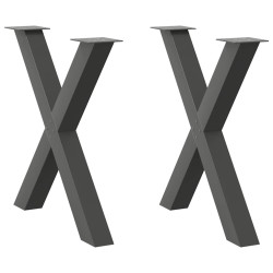 Pés para mesa de jantar em formato de x, 2 peças, antracite, 80x (72-73) cm, aço