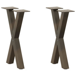 Pés para mesa de centro em formato de x, 2 peças, aço natural, 28x(42-43) cm, aço